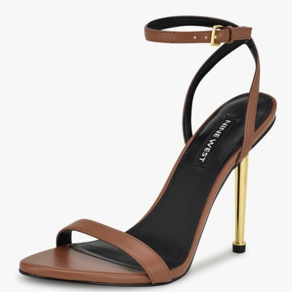 Nine West Reina Brown Gold Heeled Sandals